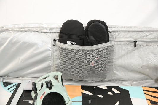 SHAKA Storage Master ski bag on a snowy day